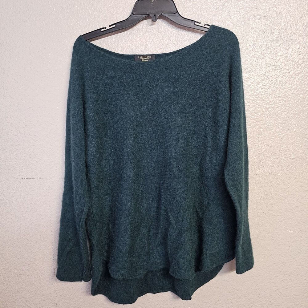 Charter Club Luxury 100% Cashmere Sweater Womens XL Teal Green Minimalist M220